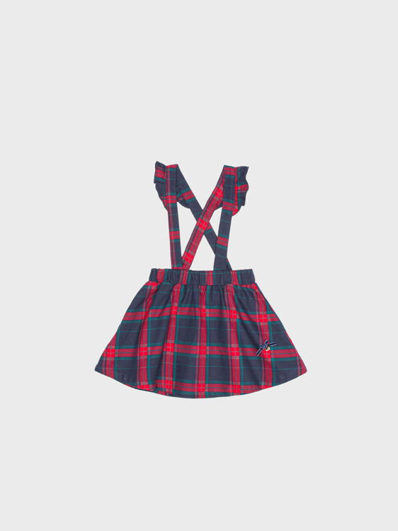 Picture of ND4486 GIRLS 100% COTTON CHECKED DUNGAREE SKIRT